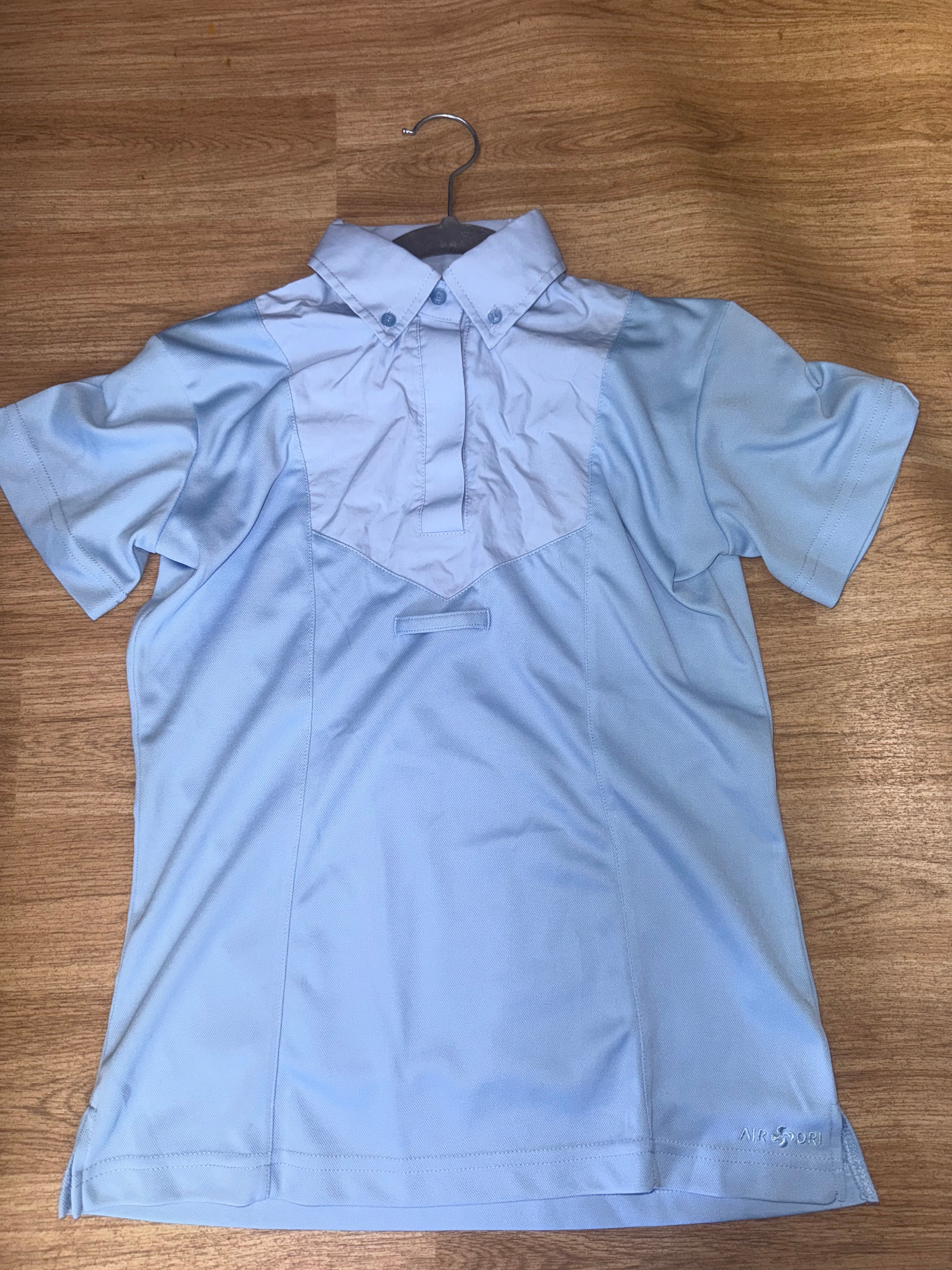 Shires Childs XL Air Dri Blue Show Shirt - Breathable
