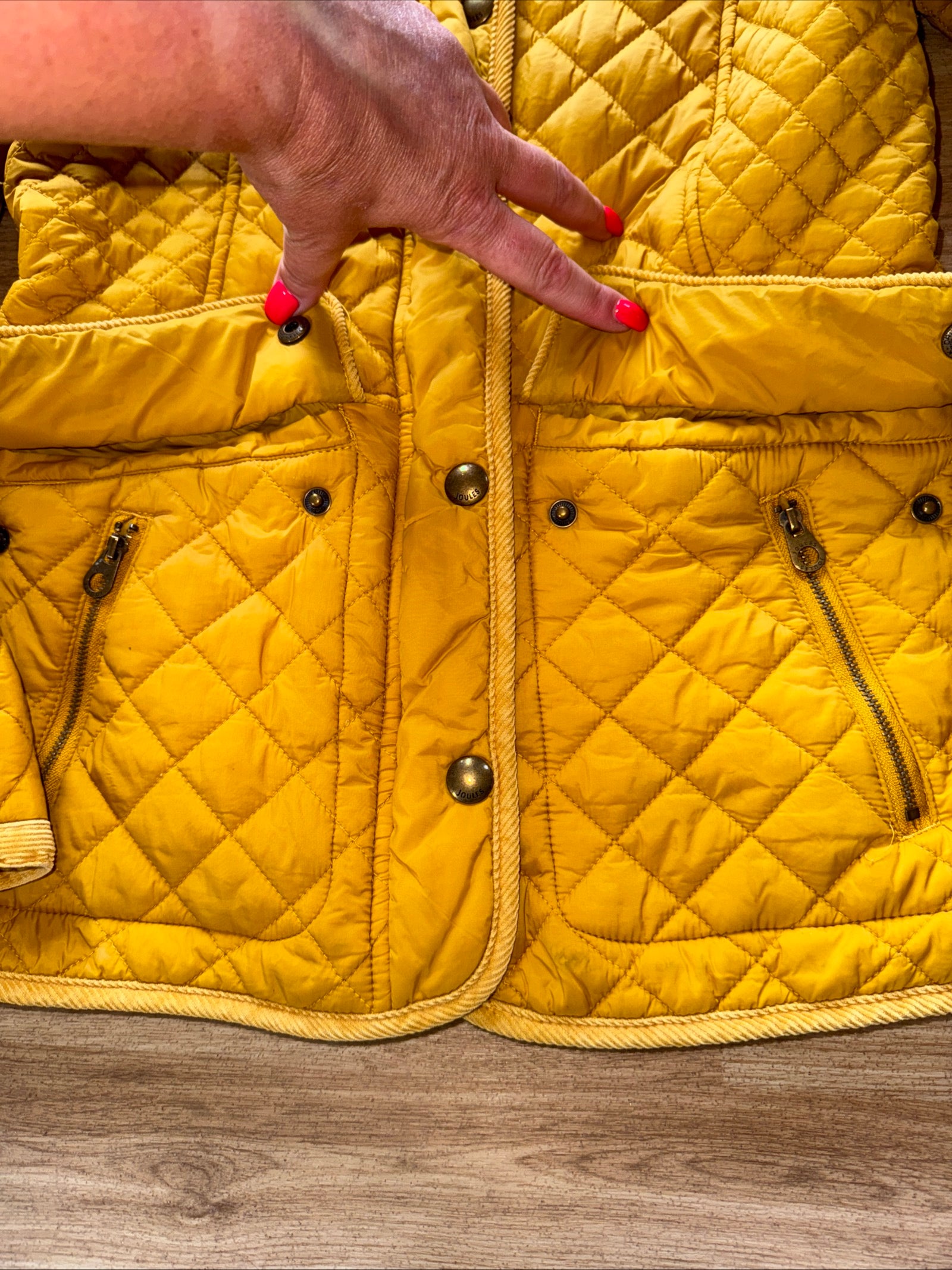 Joules Size 10 Mustard Quilted Jacket - Fox Head Button