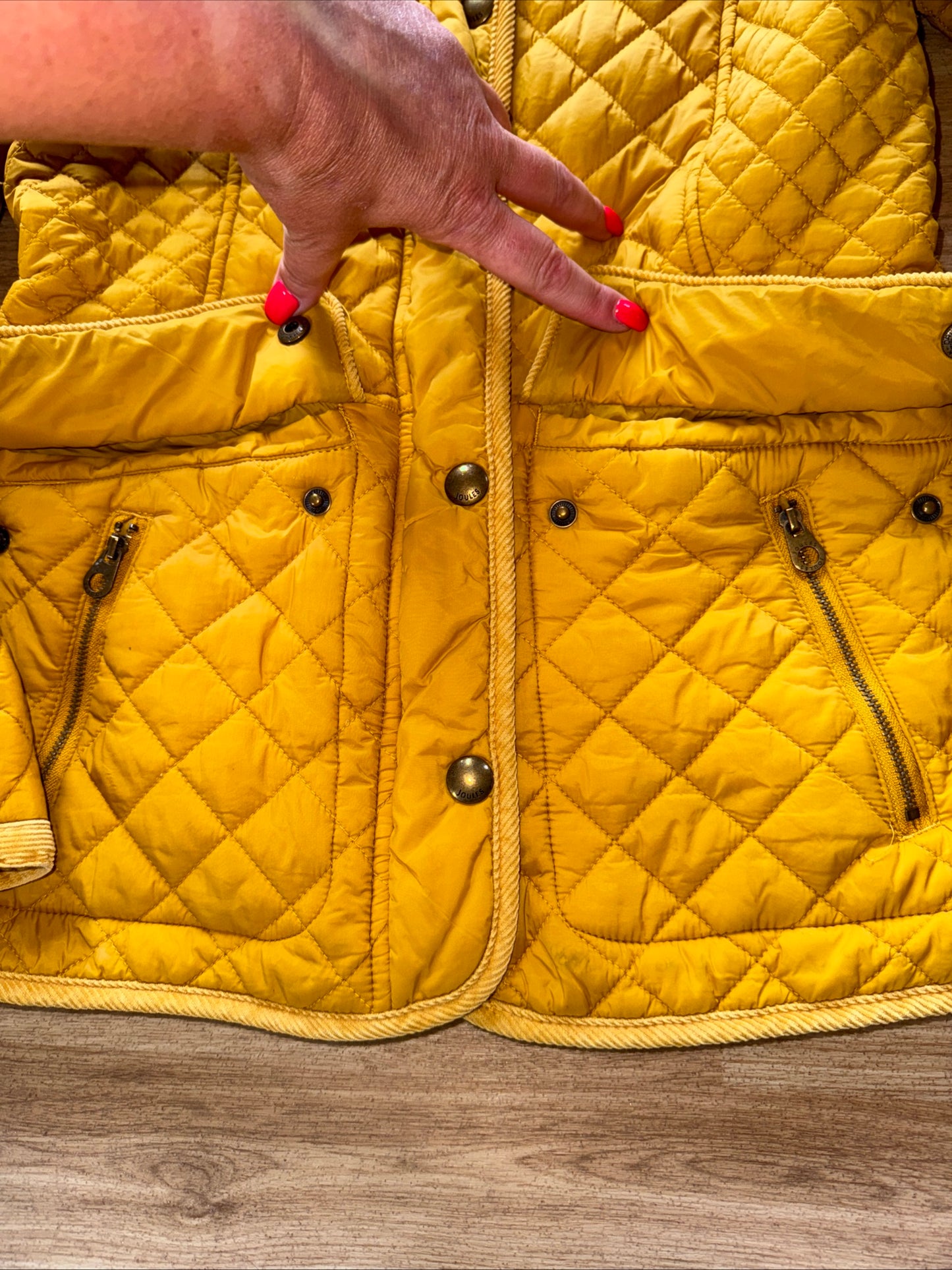 Joules Size 10 Mustard Quilted Jacket - Fox Head Button