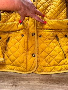 Joules Size 10 Mustard Quilted Jacket - Fox Head Button