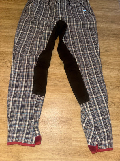 Horze Checked Ladies 28” Full Suede Seat Breeches