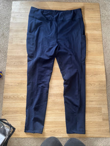 Avon Equine Navy Silicone Tights - Ladies 3XL - Horseshoe Grip