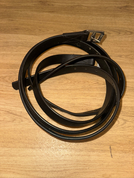 Black Sythentic Wipe Clean 54” Stirrup Leathers #113