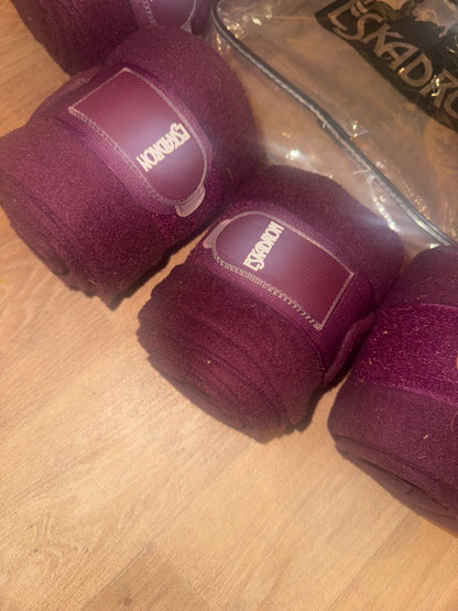 Eskadron Plum Burgandy Fleece Polo Bandages - Stable Showing Travel
