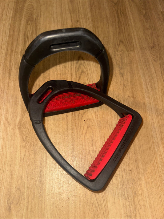 4.75” Compositi Black W/  Red Treads Stirrups #783