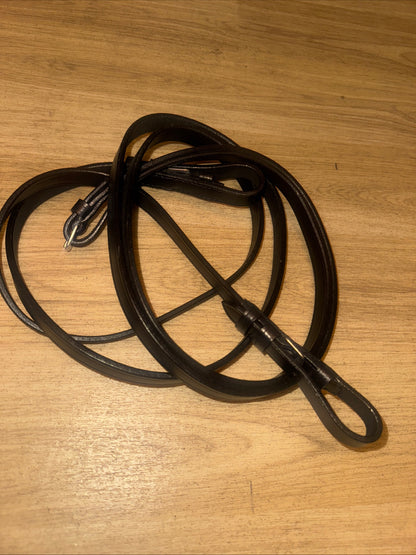 Plain Black Leather Show Reins - Full Size #336