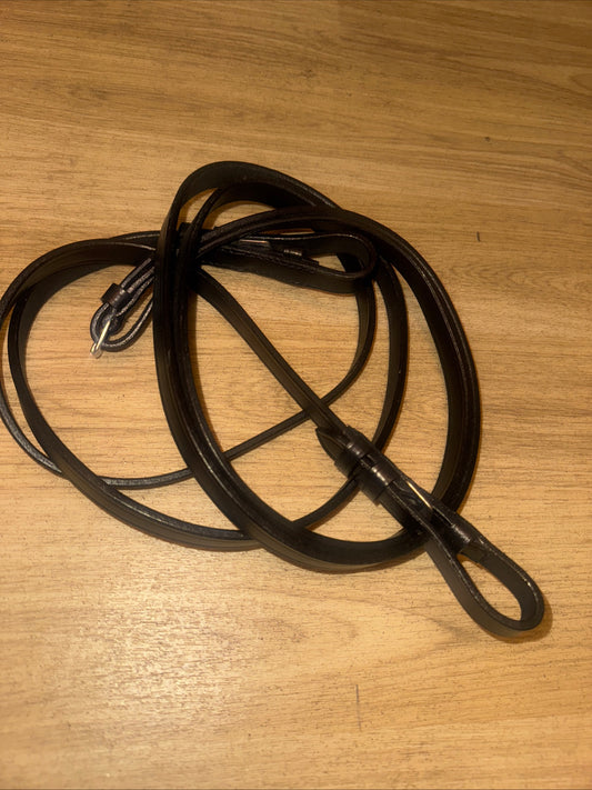 Plain Black Leather Show Reins - Full Size #336