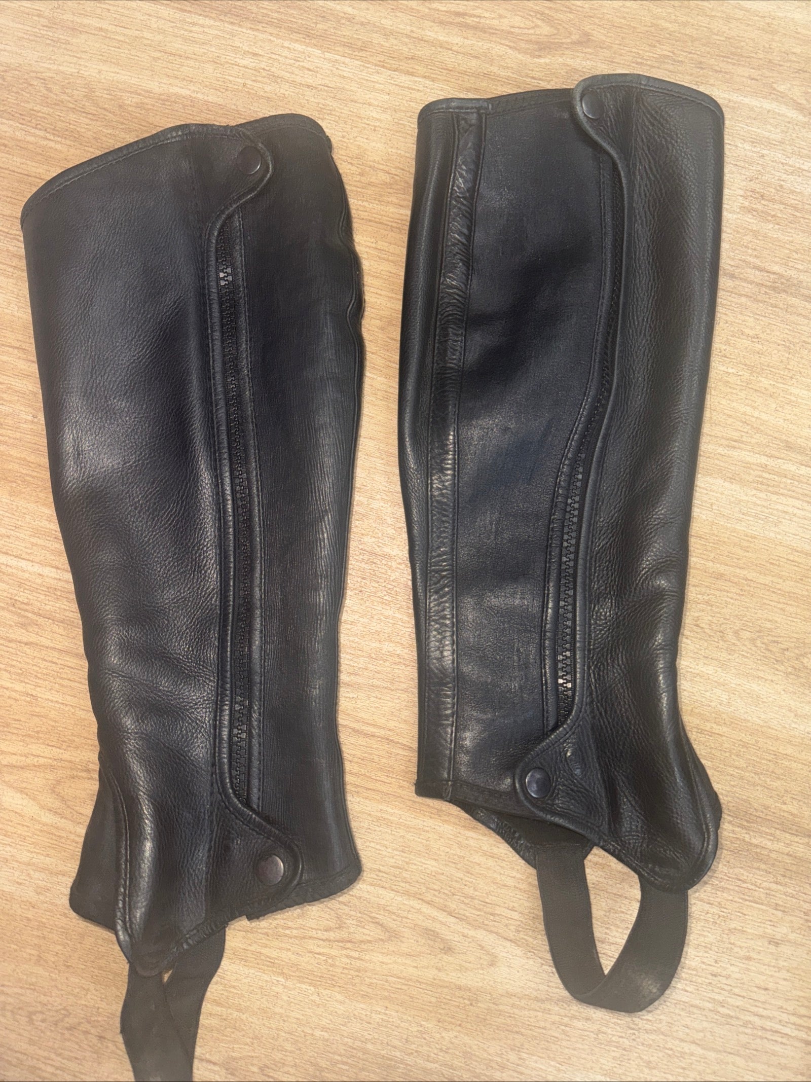 Black Leather Medium Ladies Half Chaps - FREE Post