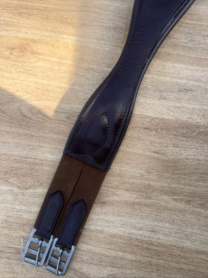 Brown Shaped 38” Leather Girth | Elasticated