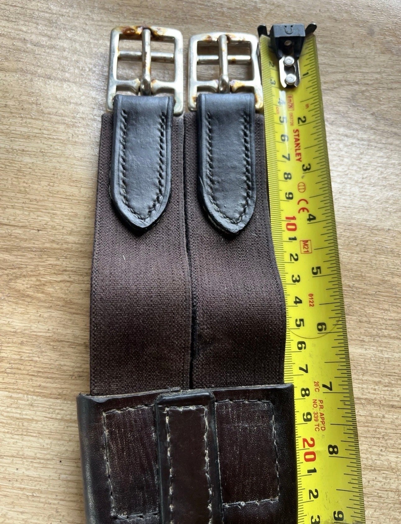 44” Brown Leather Horse Girth – Elastic Ends English Saddle Girth