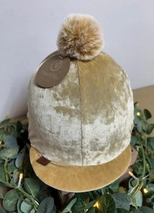 EQUISILKS CRUSH VELOUR CHAMPAGNE HAT COVER