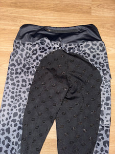 Leopard Print Grey Black Riding Tights - Ladies Medium