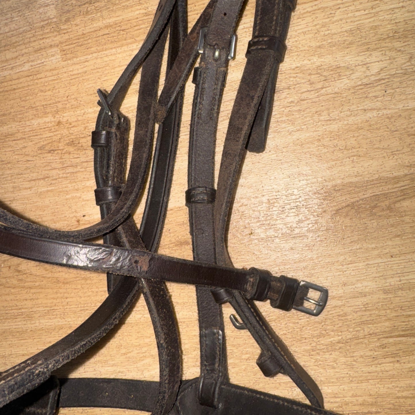 English Leather Brown Size Cob Bridle Raised Second Hand Tack Horse #3