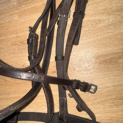 English Leather Brown Size Cob Bridle Raised Second Hand Tack Horse #3
