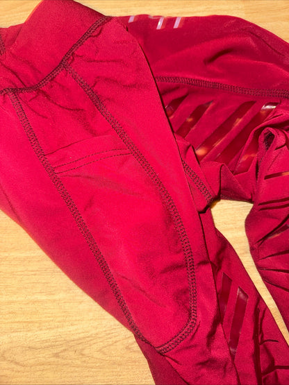 Pepperell Gel Seat Burgandy Red Horse Riding Tights Size 14/16 XXL Fleece Lined