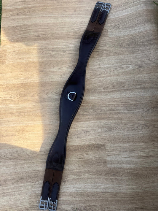 Brown Shaped 38” Leather Girth | Elasticated