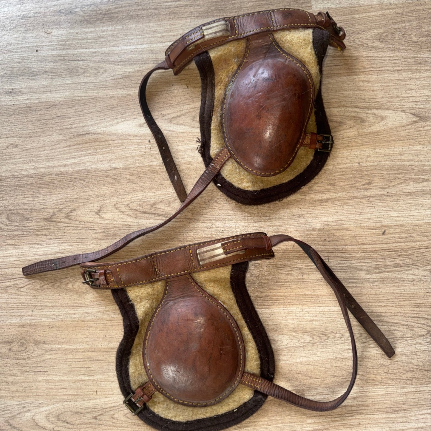 Full Size Leather & Wool Felt Knee Boots | Traditional Second Hand Horse Tack