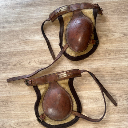 Full Size Leather & Wool Felt Knee Boots | Traditional Second Hand Horse Tack