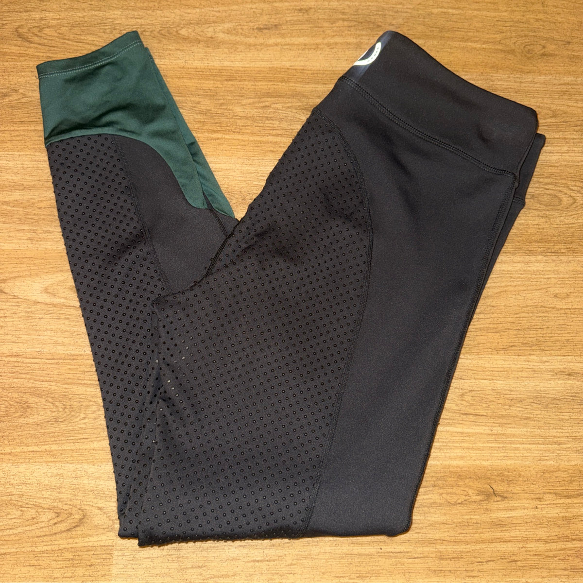 Bridleway Grey Green Fleece Lined Riding Tights Ladies Large Winter Warm