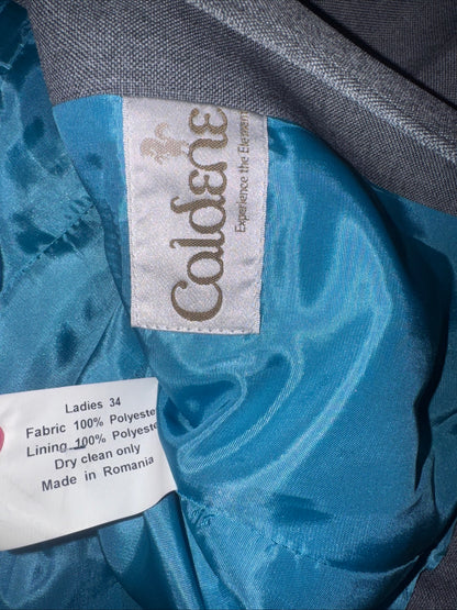 Caldene Grey Ladies 34” Show Jacket Turquoise Velvet Collar #72