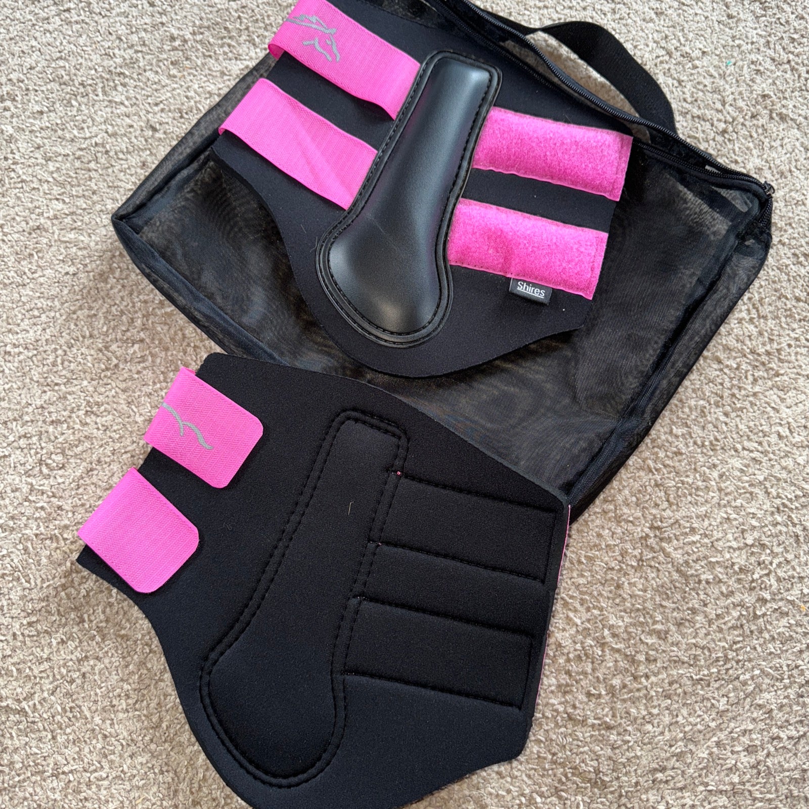 Shires NEW Pony Pink & Black Brushing Boots