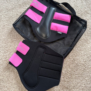 Shires NEW Pony Pink & Black Brushing Boots