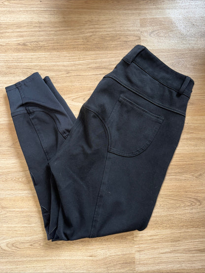 Just Togs Black Stretchy Breeches | Silicone Grip Knees | Ladies Size 16