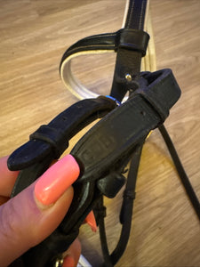 Black Leather White Padded Cob Bridle - Free Postage