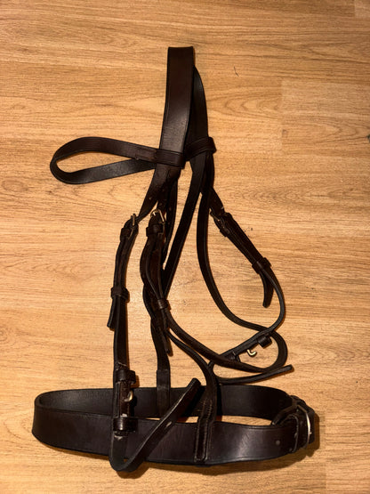 Pony Size Brown Hunter Bridle English Leather Plain Noseband #2221