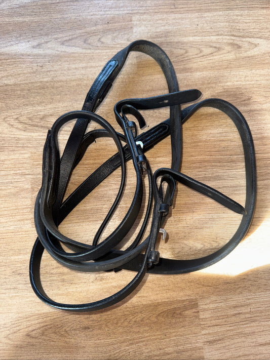 Full Size English Leather Smooth Rubber Reins #57 | Second Hand Tack