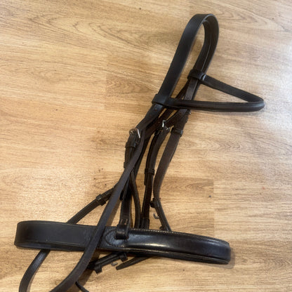 English Leather Brown Size Cob Bridle Raised Second Hand Tack Horse #3
