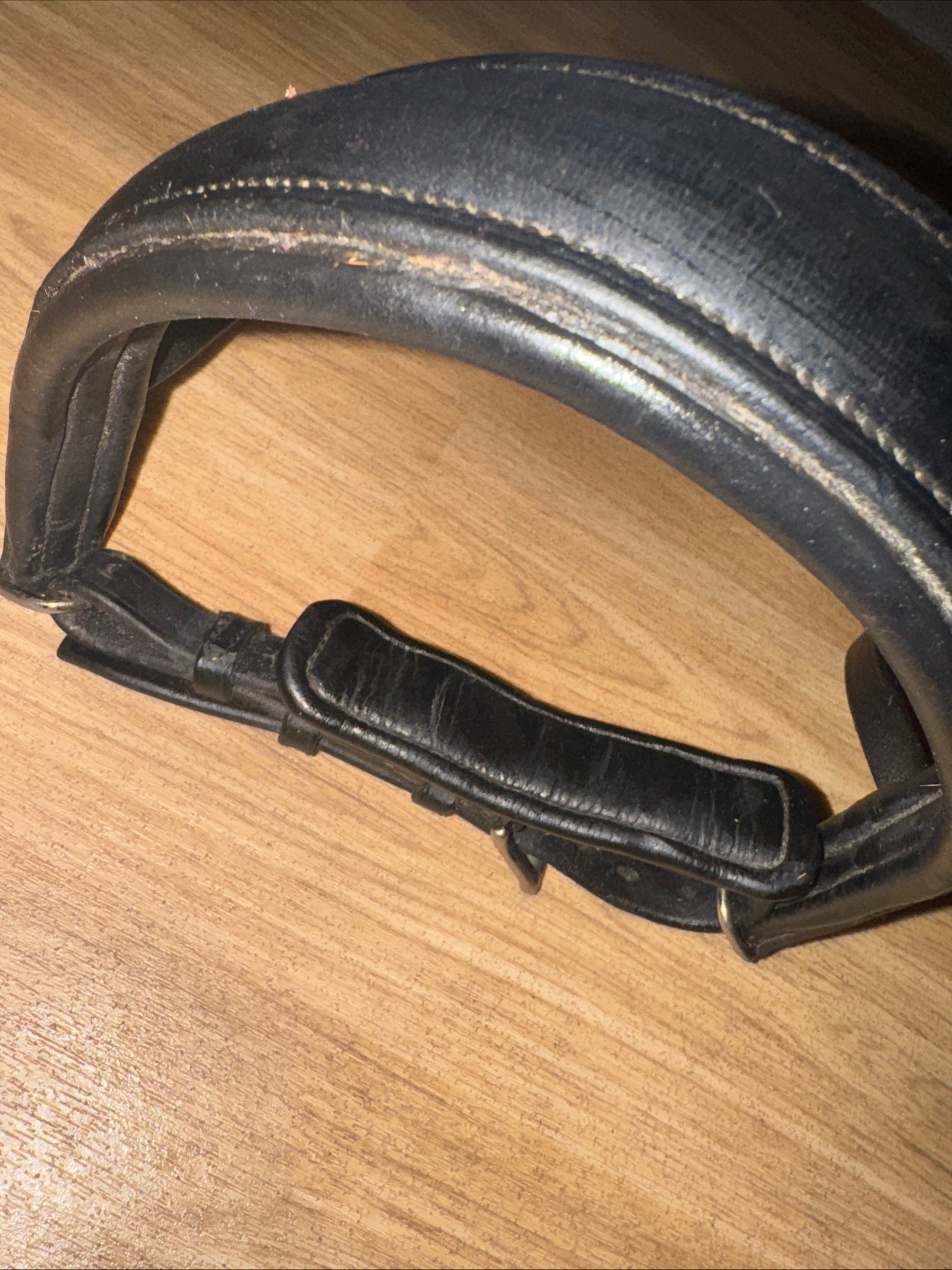 Black Wide Padded Cavason Noseband - MONOCROWN - Double Buckle FULL #5000