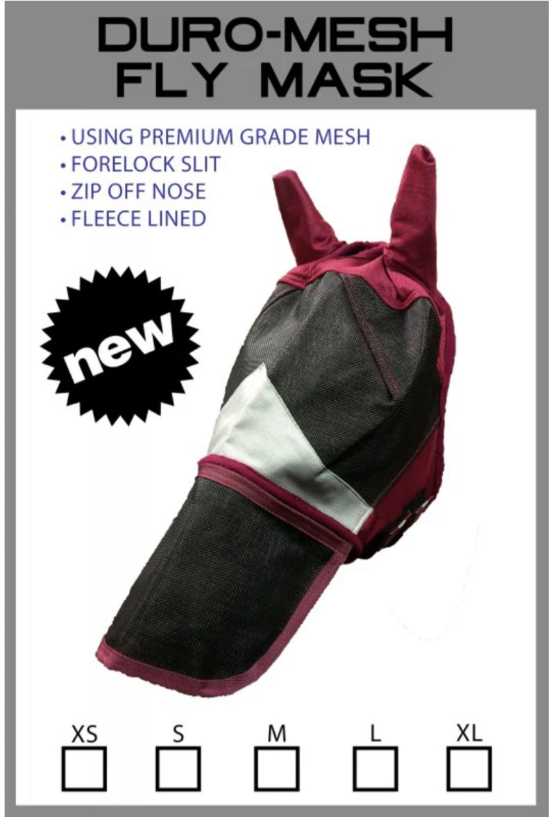 Duro Mesh Fly Mask - Zip Off Mask .