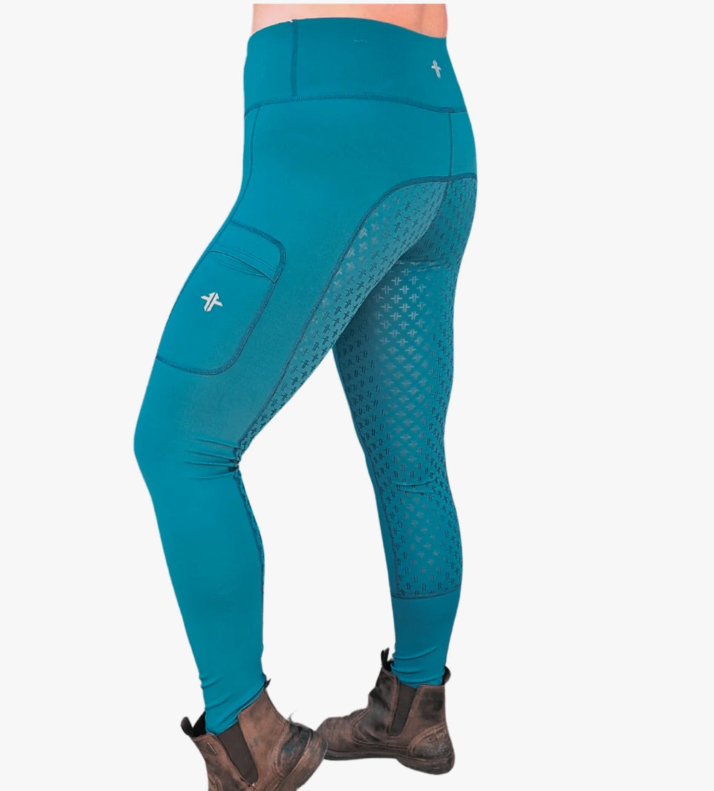 Funky Fit Performance Pull On Tights - Peacock Green