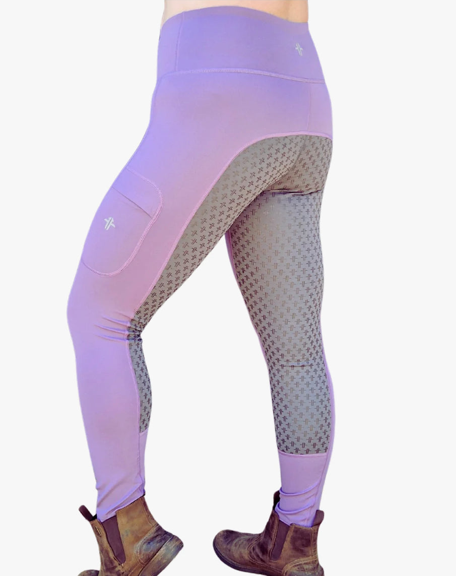Funky Fit Performance Pull On Tights - Lilac / Grey