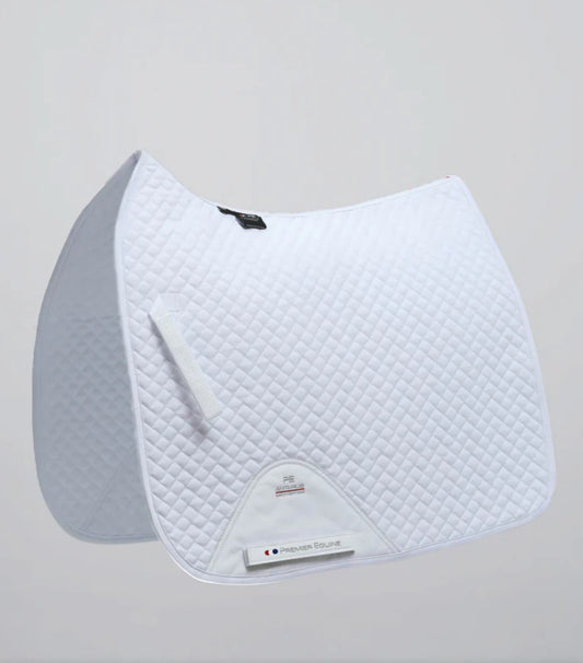 Premier Equine Plain Cotton Saddle Pad - Dressage Square - Full  - White