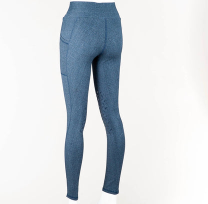 Gallop High Waist pocket Riding Tights - Charcoal Denim