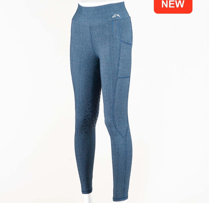 Gallop High Waist pocket Riding Tights - Charcoal Denim