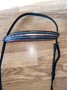 Black / Pink Cob Brow Band And Nose Band #17