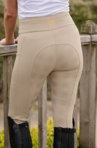 Rhinegold Vogue Full Seat Fully Lined Performance Riding Tights - Beige