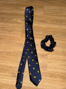 Equetech Navy Gold Stars Childs Tie & Scrunchie