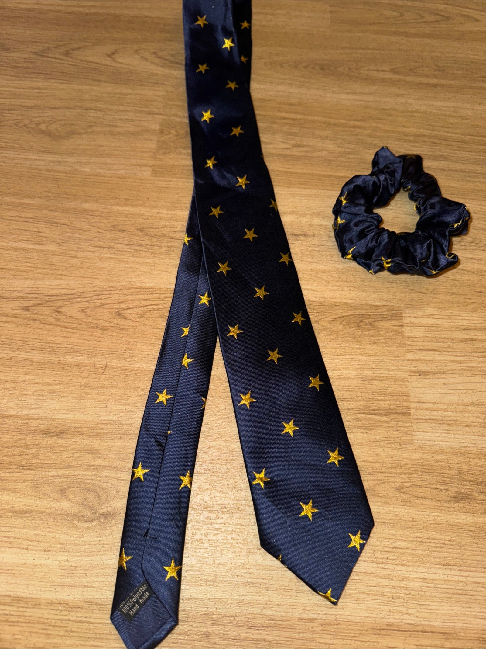 Equetech Navy Gold Stars Childs Tie & Scrunchie