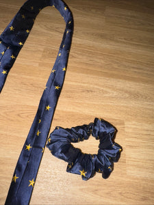 Equetech Navy Gold Stars Childs Tie & Scrunchie