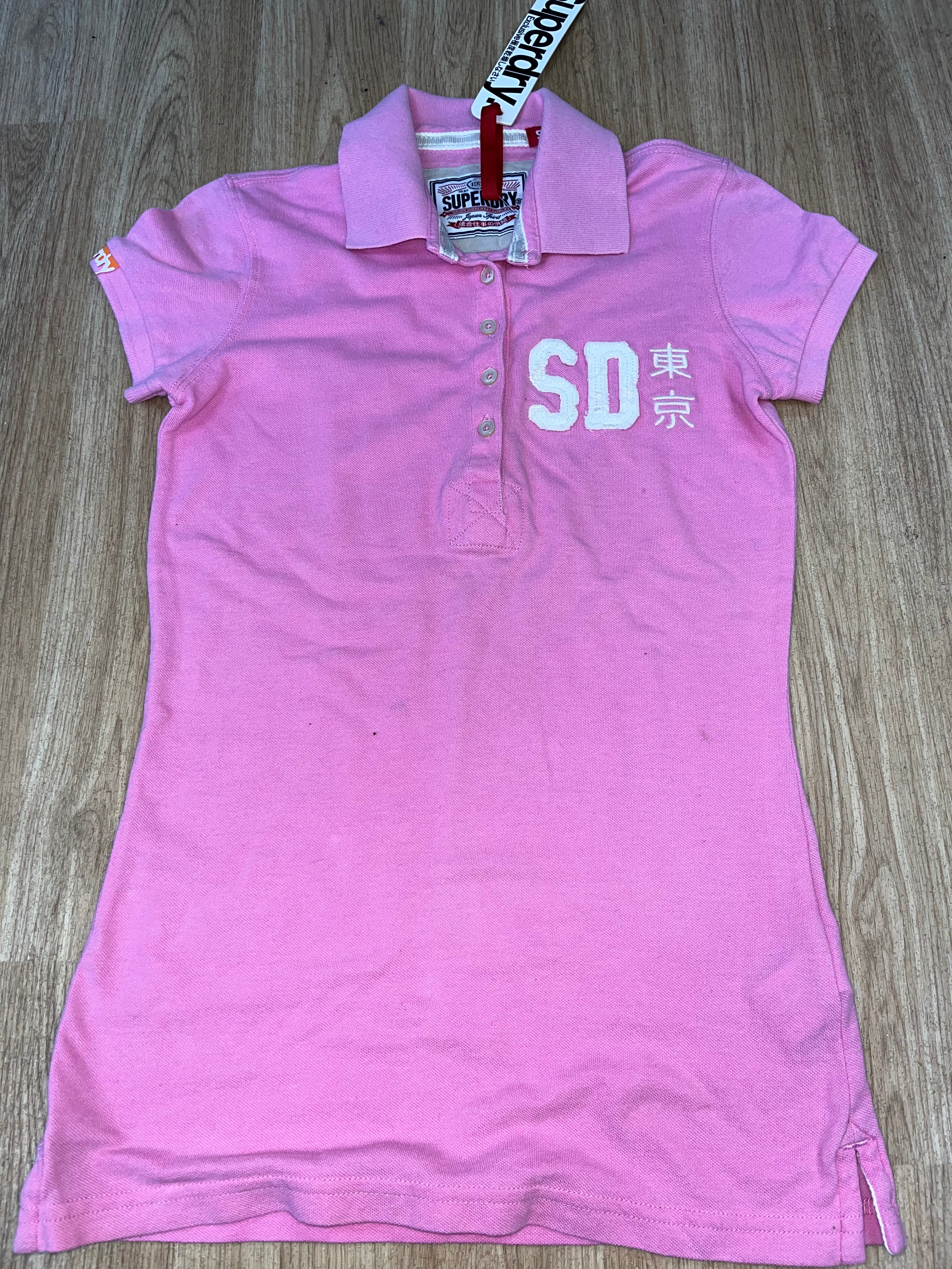 Superdry Double Blacklabel Pique Polo Top Size Small