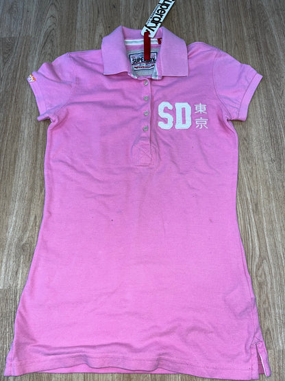 Superdry Double Blacklabel Pique Polo Top Size Small