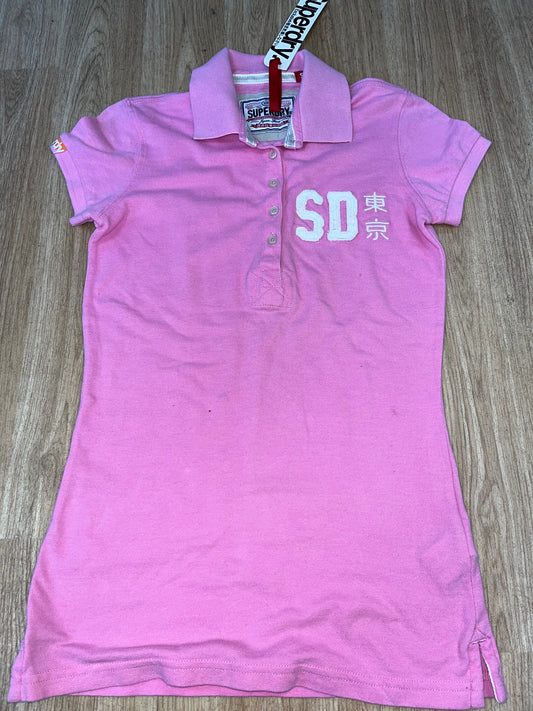 Superdry Double Blacklabel Pique Polo Top Size Small