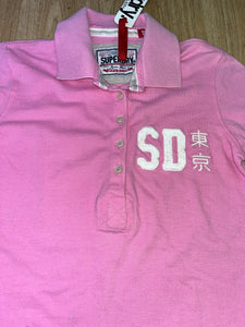 Superdry Double Blacklabel Pique Polo Top Size Small
