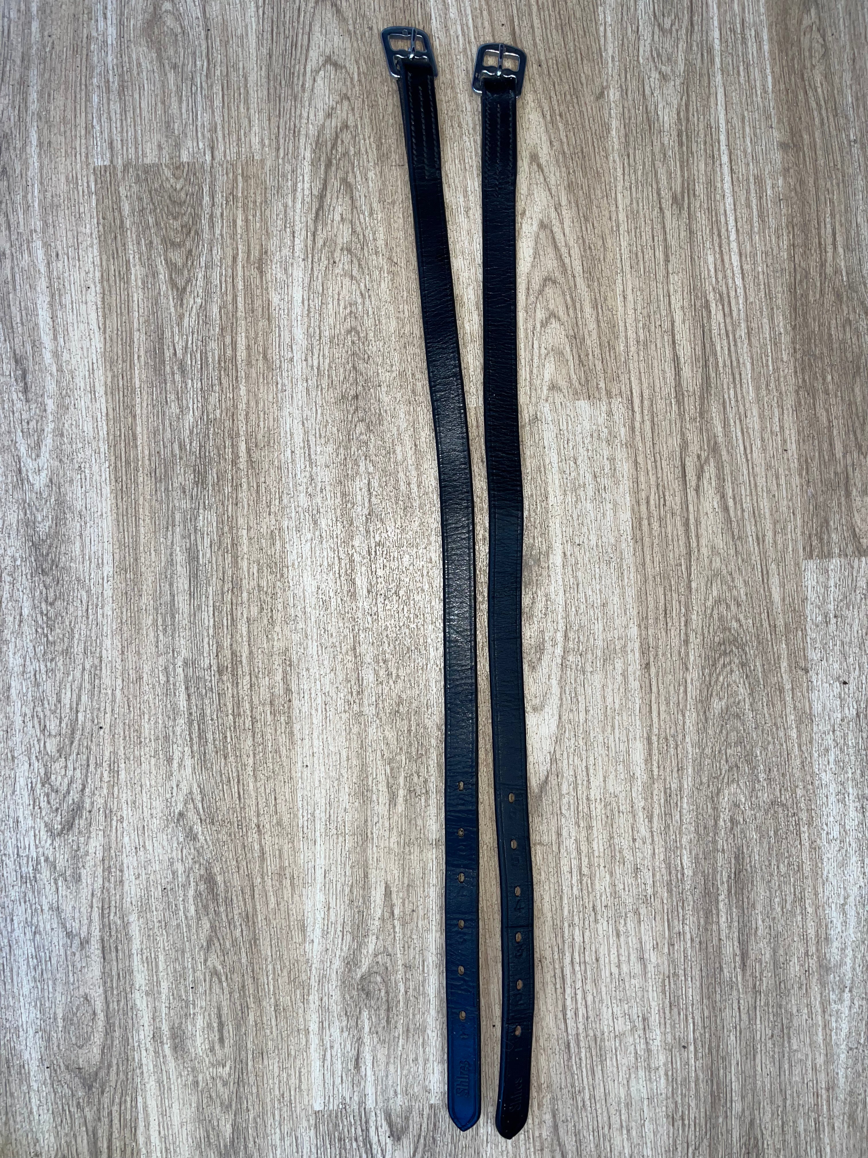 Shires Black Children’s Stirrup Leathers Measuring 24”