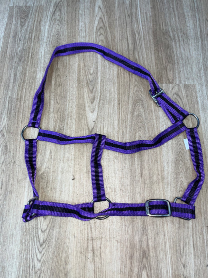 Nylon Stripe Headcollar Size Full Purple/ Black
