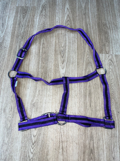 Nylon Stripe Headcollar Size Full Purple/ Black